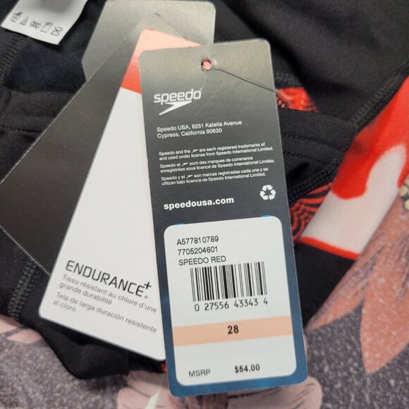 Speedo Endurance Size 28 Classic Back Red Print Men's Performance Racing Suit - Picture 4 of 7